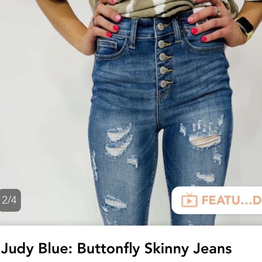 Judy Blue Button Fly jeans, size 29/9.